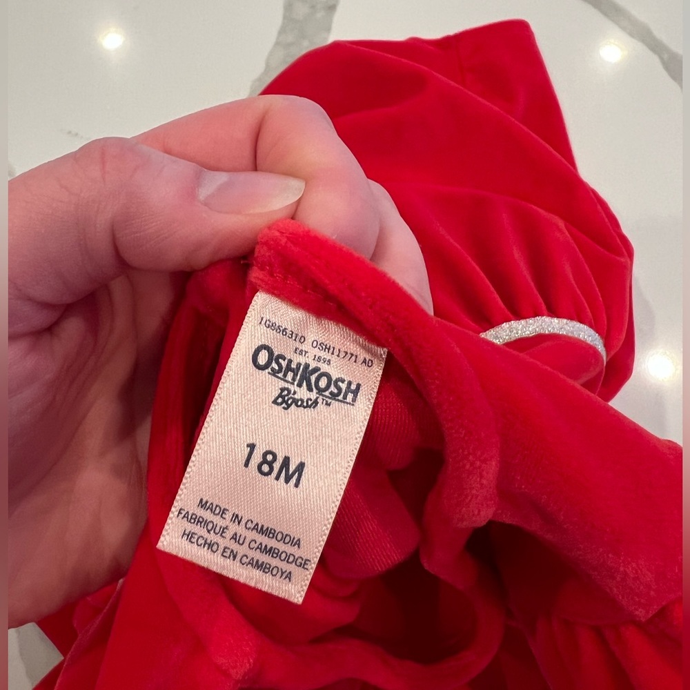 Red Velvet Holiday OshKosh dress - 18 months - Picture 3 of 4